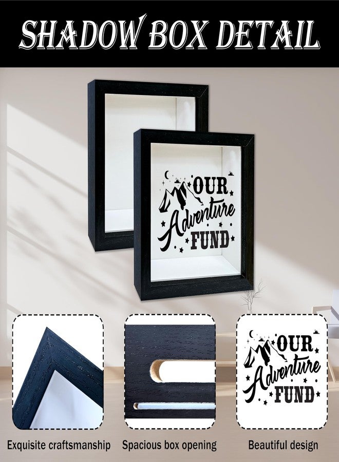 Mueddur Adventure Fund Black Shadow Box Frame, Honeymoon Fund Box with Slot, Mountain Themed Travel Memory Box, Adventure Archive Box Gifts, Decorative Wooden Money Savings, Wedding Gifts for Newlyweds -03 - Image 3